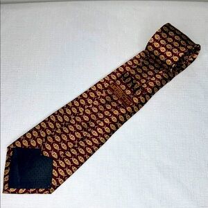 Museum Artifacts Silk Tie Handmade Gold and Brown Fish Print